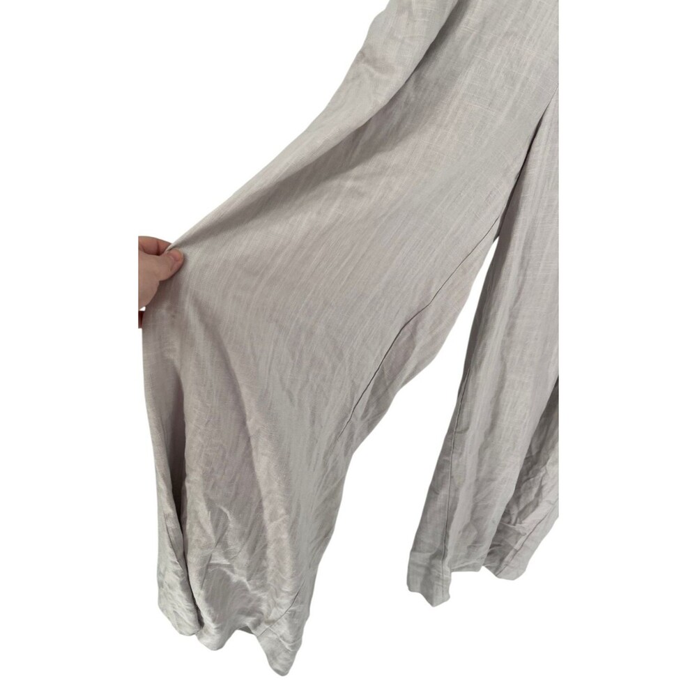Avec Les Filles Halter Neck Jumpsuit Women's Size Large Mineral Gray Linen Blend - Picture 4 of 7